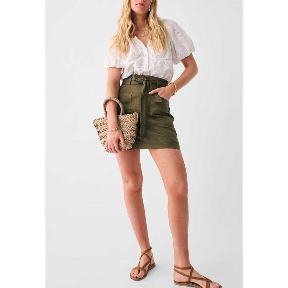 Faherty Palos Verdes Skirt in‎ Olive Green Belted Size 6